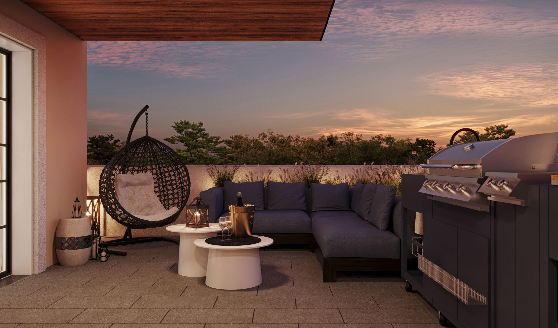 exterior 3d renderings for rooftop terrace