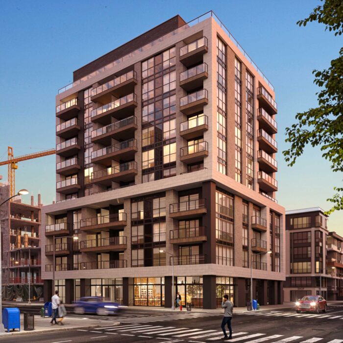 mid-rise condo exterior rendering
