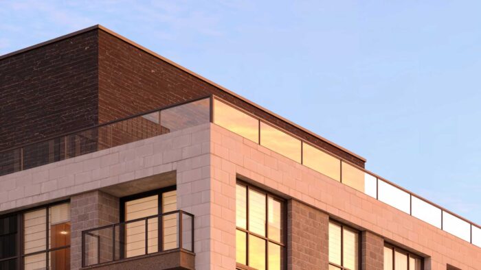 condo exterior rendering sunset