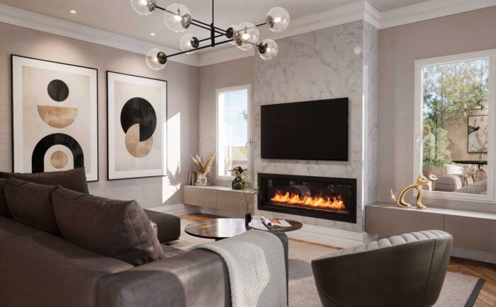 interior family room 3d rendering