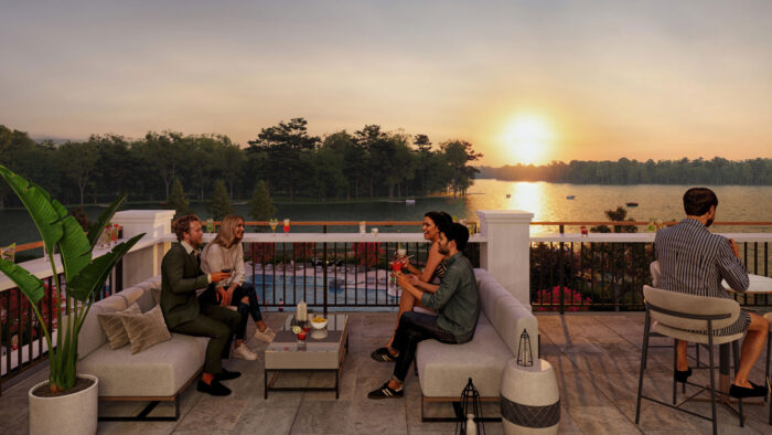 lake oconee resort 3d renderings exterior sunset